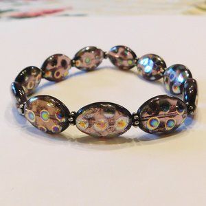Handmade Glass Beaded Stretch Bracelet - 7.25"